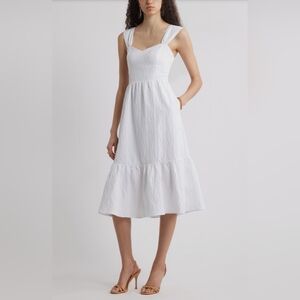 NWT - Chelsea28 White Jacquard Midi Dress with Sweetheart Neckline - Size XL